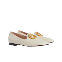 Gucci Logo Plaque Loafers White 723395 C9D00 9022