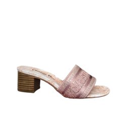 Dior Dway Heeled Slide Embroided Cotton Pink