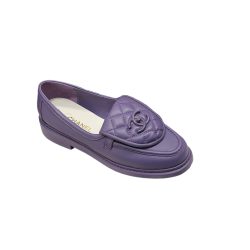 Chanel Cc Nib Turnlock Moccasins Flat Loafers Purple G45474 B15482 Nt971
