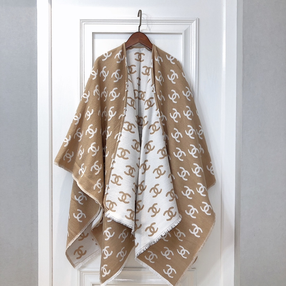Chanel CC Logo Camellia Scarf Beige - Image 2
