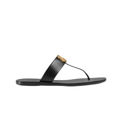 Gucci Double G Thong Leather Black ?497444 A3N00 1000