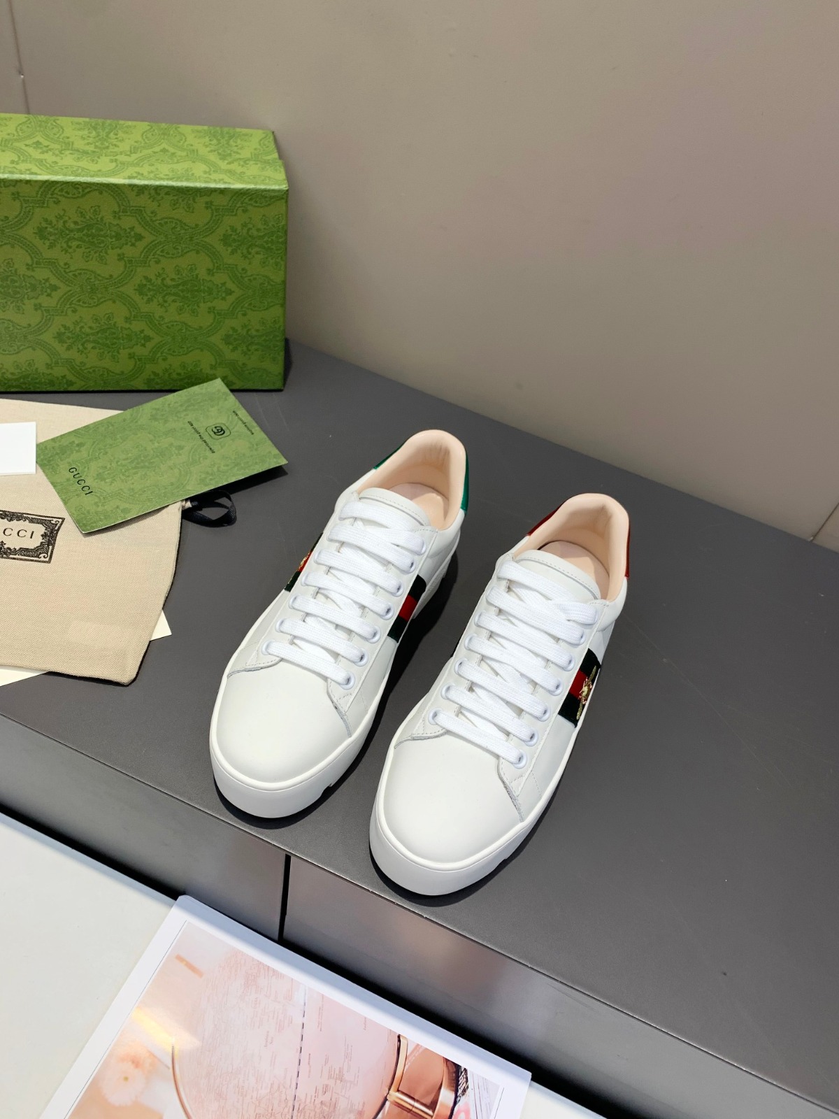 Gucci Ace Embroidered Platform Sneaker White 577573 Dope0 9064 - Image 5