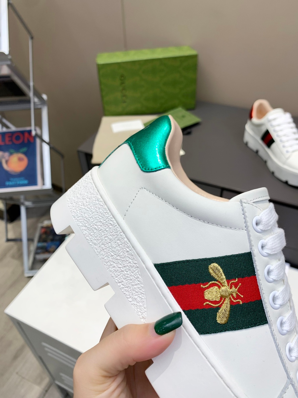 Gucci Ace Embroidered Platform Sneaker White 577573 Dope0 9064 - Image 7