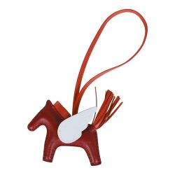 Hermes Rouge Grenat/Cornaline/Bleu Brume Pegasus Horse Rodeo Bag Charm PM