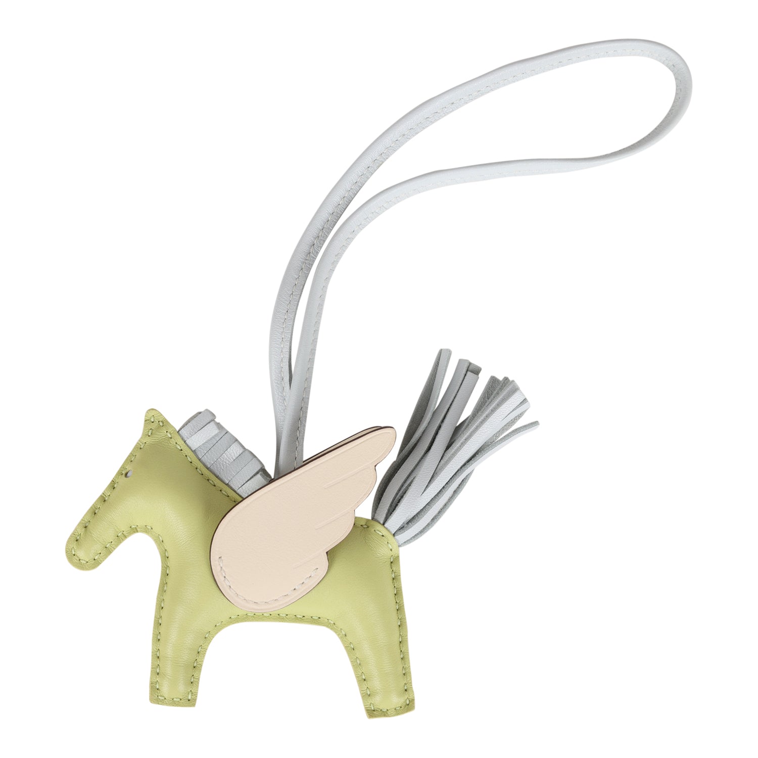 Hermes Jaune Bourgeon, Bleu Brume, Nata Pegasus Horse Rodeo Bag Charm PM Milo Lambskin