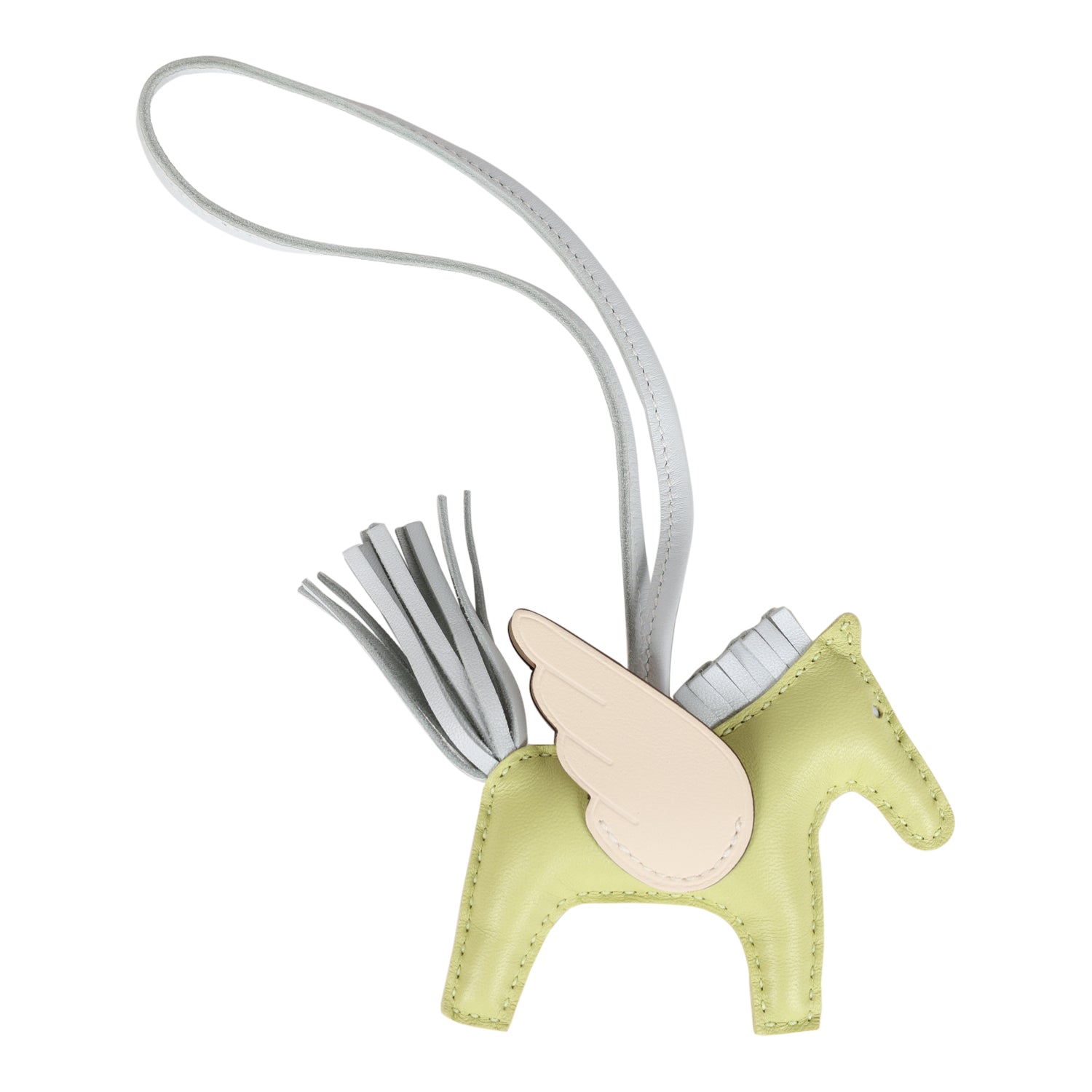 Hermes Jaune Bourgeon, Bleu Brume, Nata Pegasus Horse Rodeo Bag Charm PM Milo Lambskin - Image 2