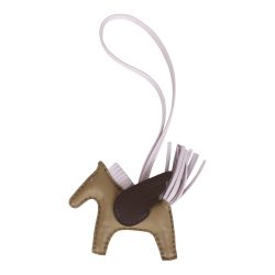 Hermes Pegasus Rodeo Bag Charm PM Beige Marfa, Mauve Pale, Moka Lambskin