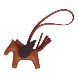 Hermes Pegase Rodeo Bag Charm PM Pain D'Epice/Sienne/Moka Swift & Milo Lambskin