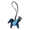 Hermes Pegase Rodeo Bag Charm PM Bleu Tie, Celeste and Bleu Nuit Milo Lambskin