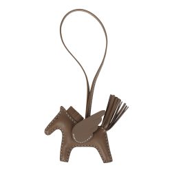Hermes Pegase Rodeo Bag Charm PM Etoupe Milo Lambskin
