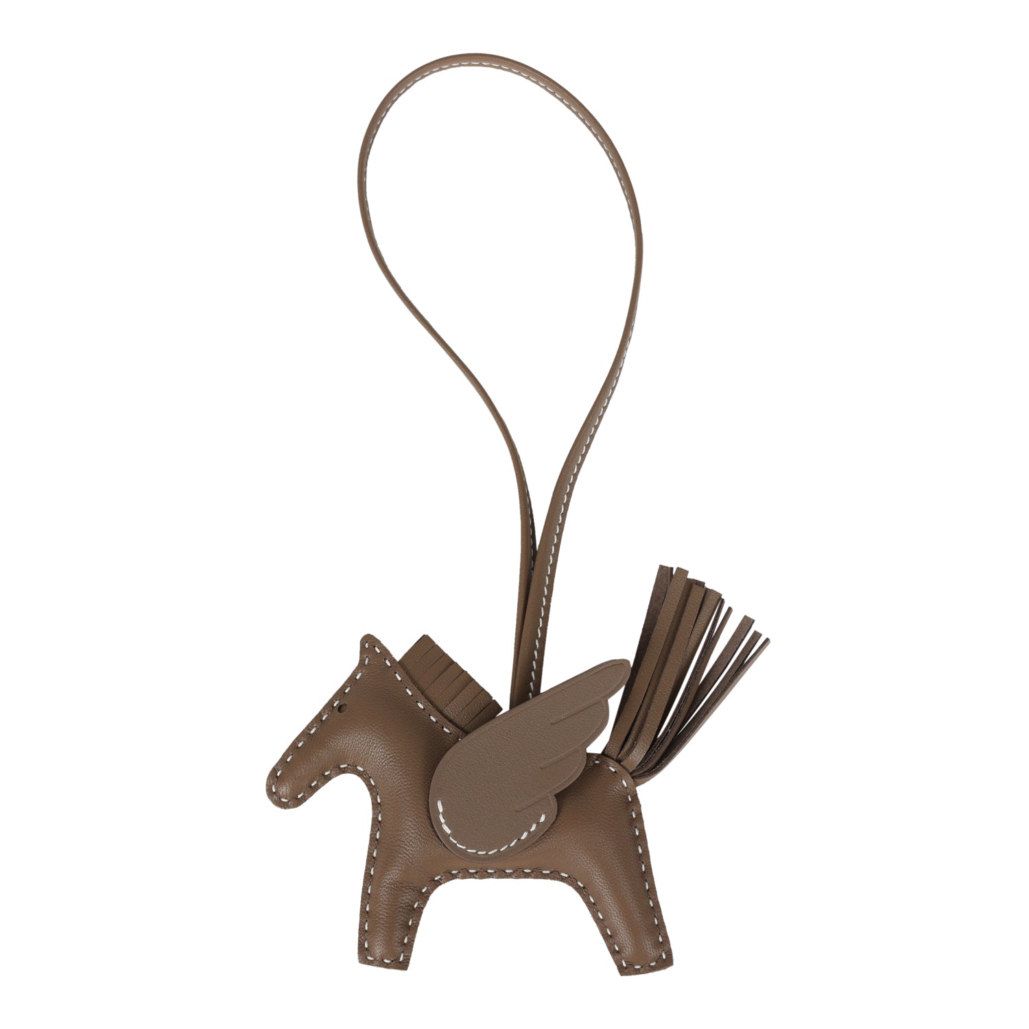 Hermes Pegase Rodeo Bag Charm PM Etoupe Milo Lambskin