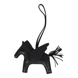 Hermes Pegase Rodeo Bag Charm MM So Black Milo Lambskin