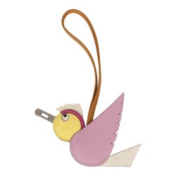 Hermes Birdy Charm Mauve Sylvestre, Nata, Jaune Citron, Sesame and Magnolia Epsom, Ostrich, Chevre Mysore and Swift Palladium Hardware