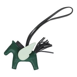 Hermes Pegase Rodeo Bag Charm PM Vert Moyen, Ardoise and Vert Peppermint Milo Lambskin