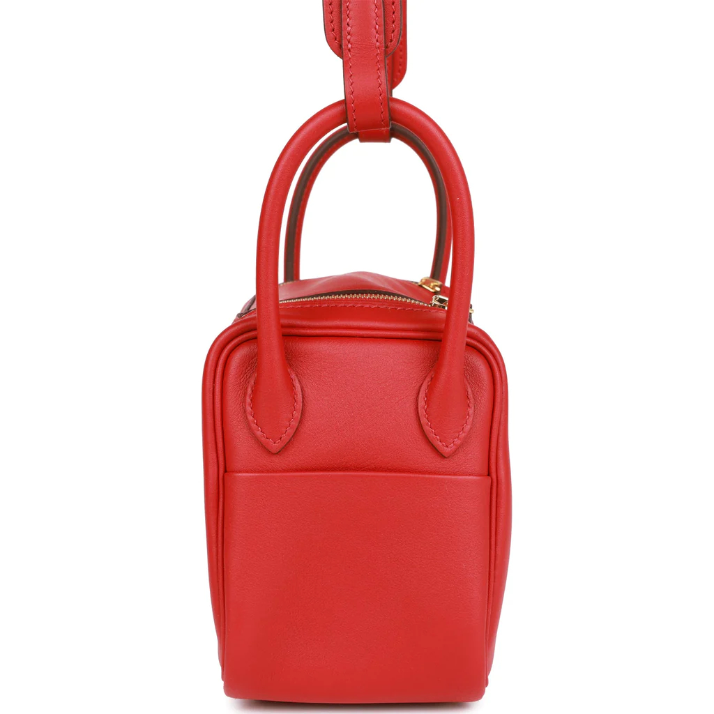 Hermes Mini Lindy Rouge Piment Swift Gold Hardware - Image 3