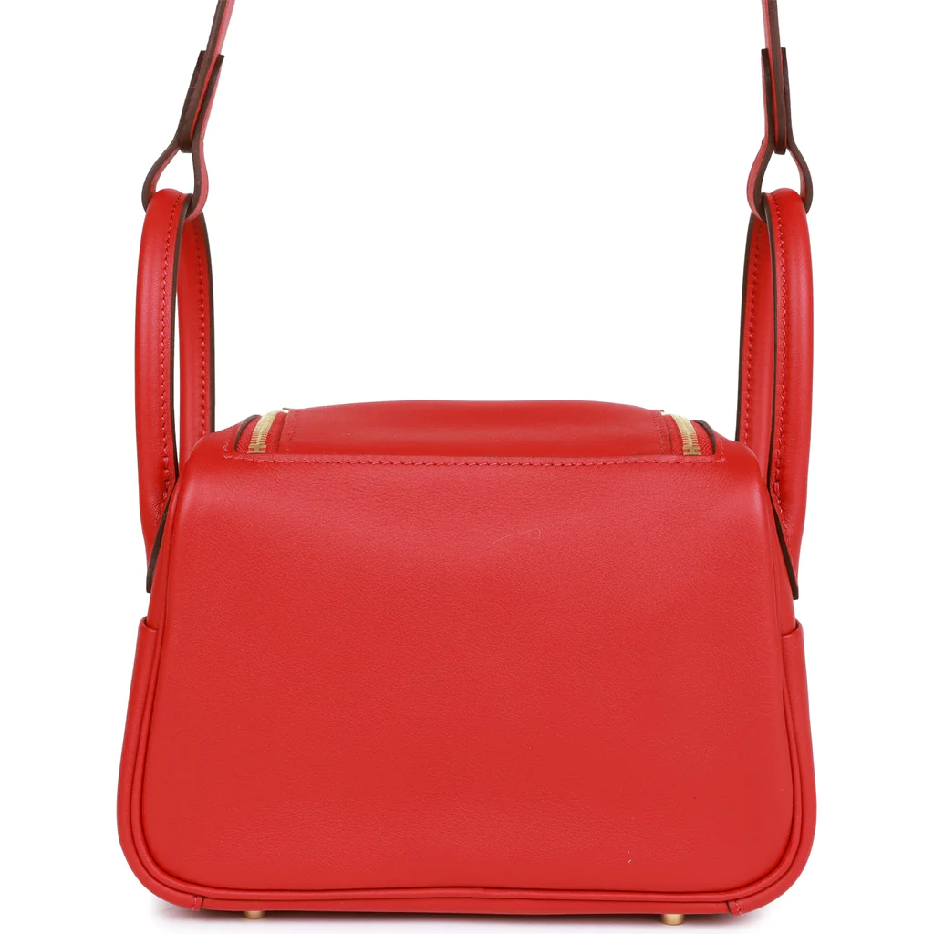 Hermes Mini Lindy Rouge Piment Swift Gold Hardware - Image 4