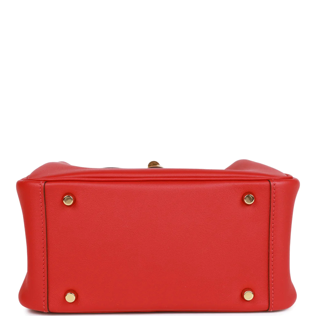 Hermes Mini Lindy Rouge Piment Swift Gold Hardware - Image 6
