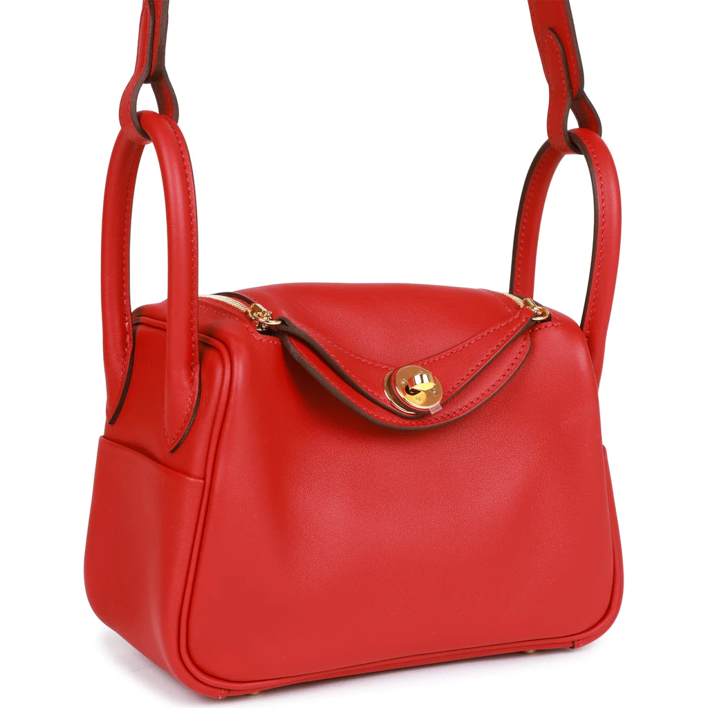 Hermes Mini Lindy Rouge Piment Swift Gold Hardware - Image 2
