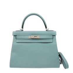 Hermès Kelly 28 Togo Palladium Hardware in Blue Jean