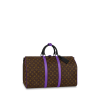 Louis Vuitton Keepall Bandouliere 50 Brown And Purple Line Macassar Canvasm46257