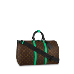 Louis Vuitton Keepall Bandouliere 50 Brown And Mint Line Macassar Canvas M46259