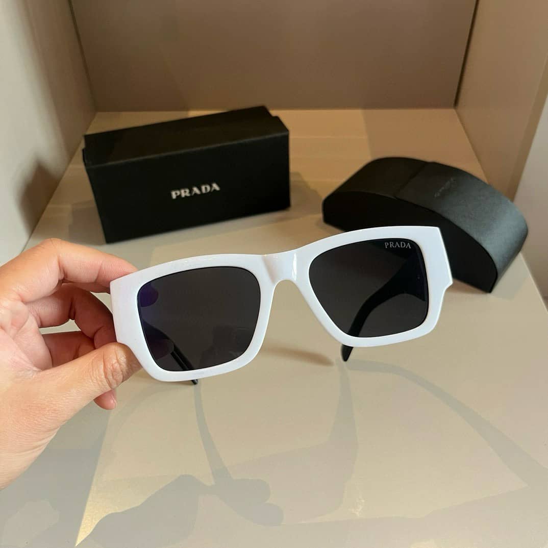 Prada Rectangle Sunglasses Black And White - Image 6