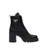 Prada Logo Plaque Ankle Boots Black