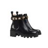 Gucci Women's Leather Ankle Boots With Strap Black 550036 Dks00 1000