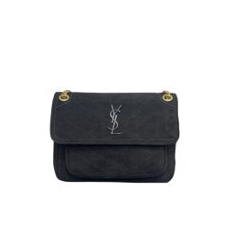 Saint Laurent Niki Baby Chain Bag In Suede Black