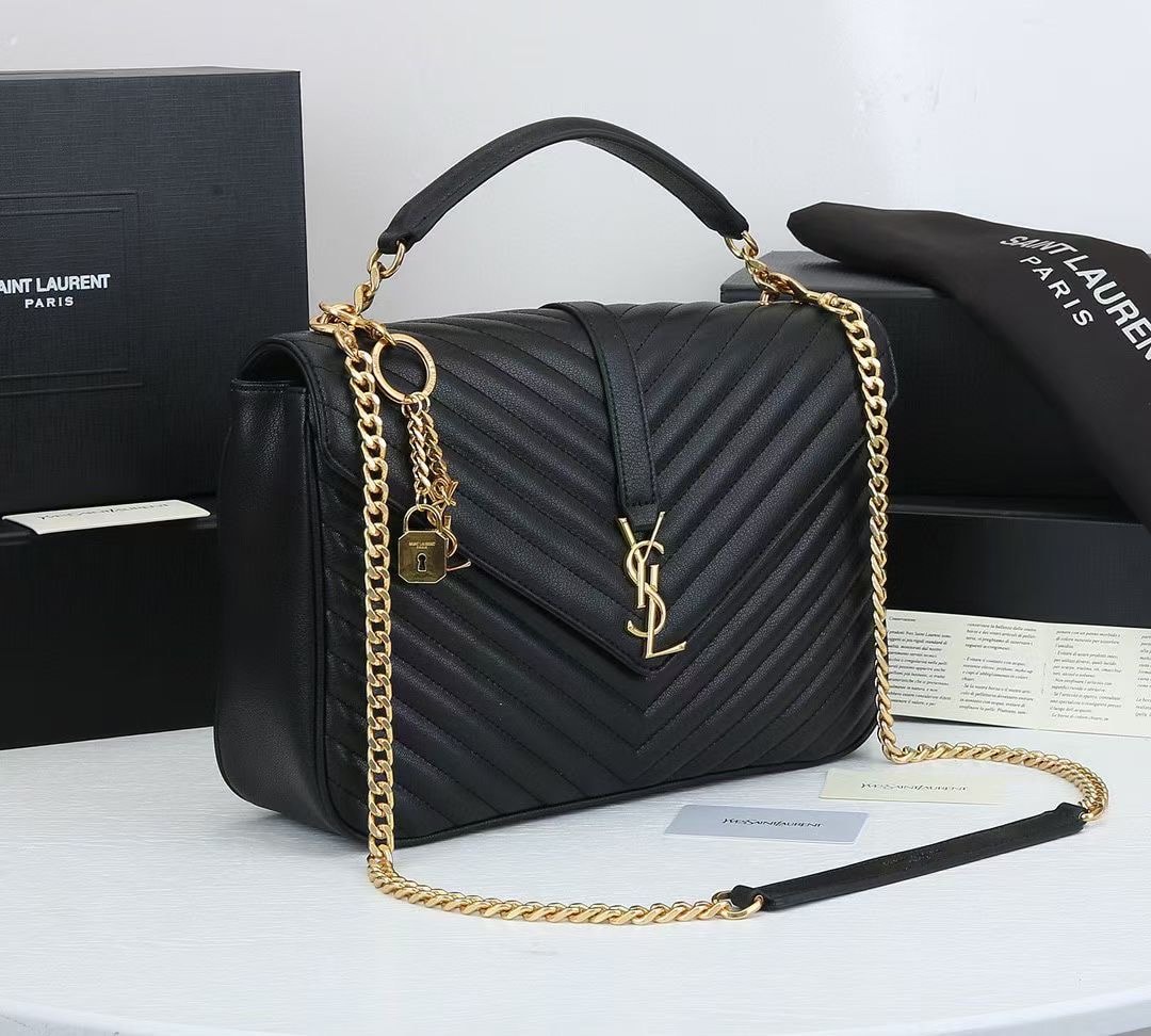 Saint Laurent College Large Chain Bag Black 32Cm 600278Brm071000 - Image 9