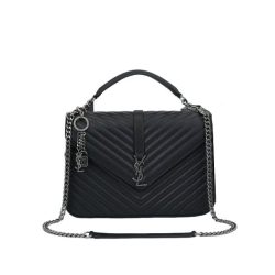 Saint Laurent College Large Chain Bag Black 24Cm 600278Brm041000
