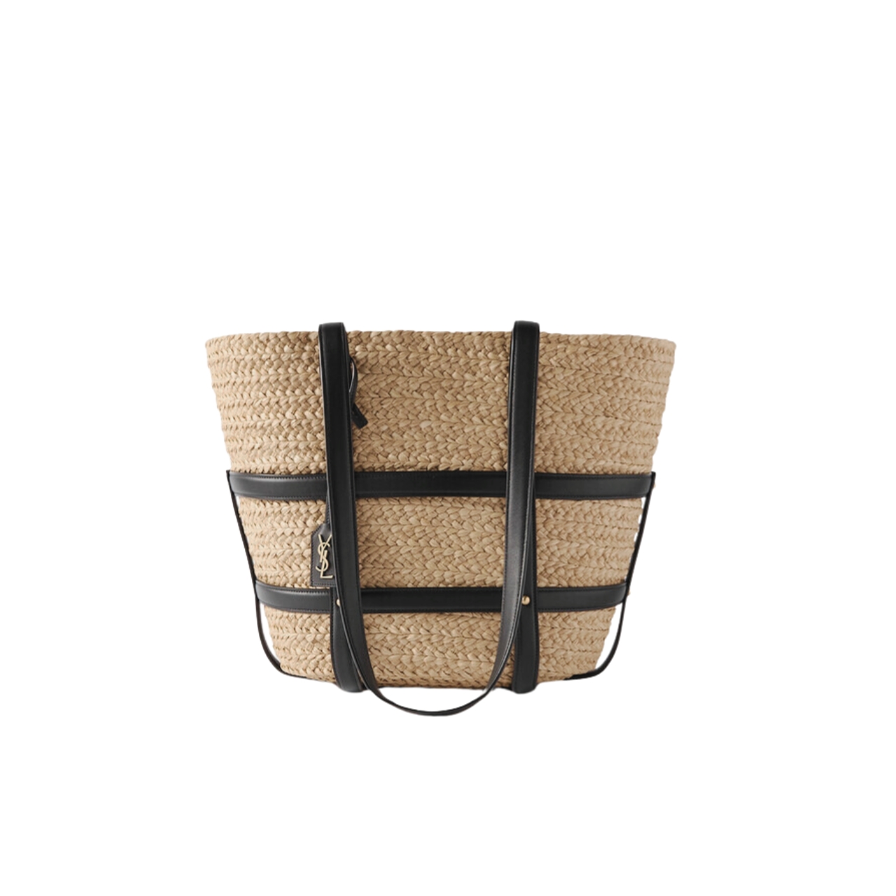 Saint Laurent Medium Panier Harness Raffia Tote Beige 17Cm