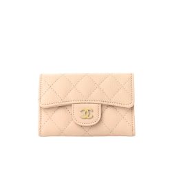 Chanel Classic Card Holder Wallet Beige Ap0214