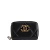 Chanel 19 Card Holder With Zipper Leather Black Wallet