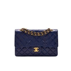 Chanel Classic Medium Lambskin Flap Navy And Gold 25Cm