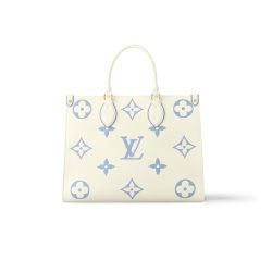 Louis Vuitton Onthego Mm Bag Latte And Candy Blue 34Cm M46833