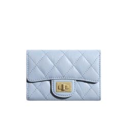 Chanel 2.55 Flap Card Holder Light Blue Wallet