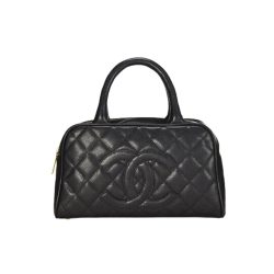 Chanel Timeless Cc Quilted Caviar Bowler Bag Black 25Cm