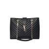 Saint Laurent Black Grain De Poudre Matelasse Chevron Monogram Shopping Bag Silver Hardware