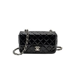 Chanel Mini Rectangular Flap Bag Patent Black 18Cm