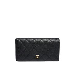 Chanel Black Caviar Leather Classic Long Flap Wallet 19.5Cm