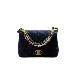 Chanel Flap Bag Gold Hardware With Chain White 17Cm