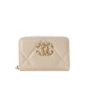 Chanel 19 Card Holder With Zipper Leather Cream Wallet