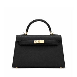 Hermes Kelly Sellier 20 Black Epsom Gold Hardware