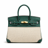Hermès Birkin 30 Vert Vertigo Swift Ecru Black Toile Verso Quadrille Birkin Gold Hardware