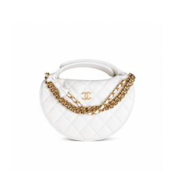 Chanel White Caviar Leather Bow Clutch Bag 11Cm