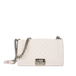 Chanel Bag White Quilted Caviar Medium