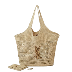 Saint Laurent Raffia Icare Tote Bag Naturel And Brown Gold 45Cm 772191Gaaek2063