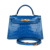 Hermes Kelly Sellier 20 Bleu Zellige Shiny Alligator Gold Hardware
