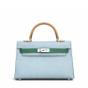 Hermes Kelly Mini 20 Bleu Brume, Vert Jade and Gold Epsom Palladium Hardware